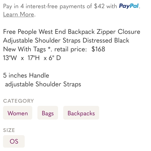 Free people☀️ West end back pack - Picture 7 of 7